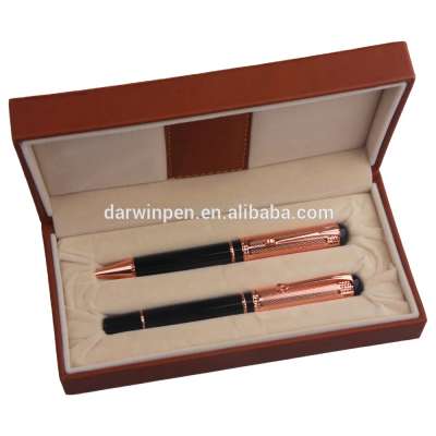 Rose gold stainless steel business gift pen engraved logo for exhibition