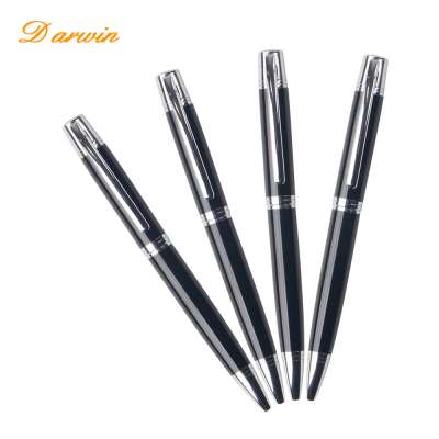 High quality custom logo ball pens black luxury twist metal ballpoint pen for business gift