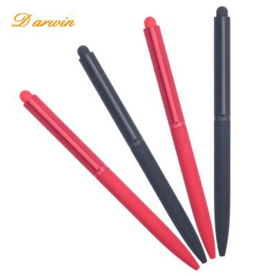 Custom high quality rubber ball-point pen cheap metal ball point pen with stylus touch