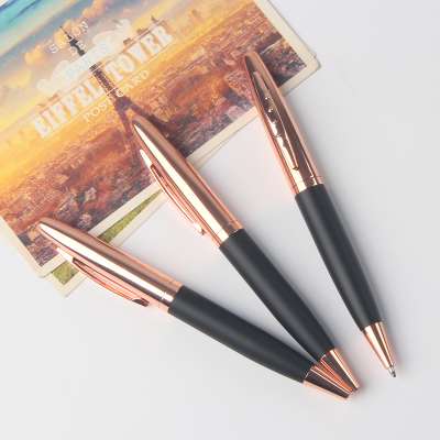 Black and rose gold metal ball point pen for school business and gift