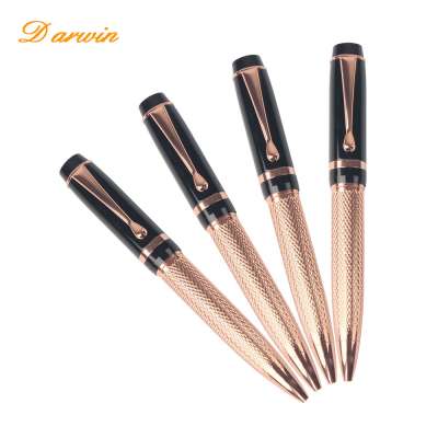 Best choose gift souvenir ballpoint pen engraved rose gold metal pen nice quality